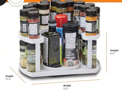 Two-Tier Rotating Spice Organizer, Adjustable-Height Lazy Susan Rack, Holds Up to 40 Bottles for Pantry or Countertop - product view 4
