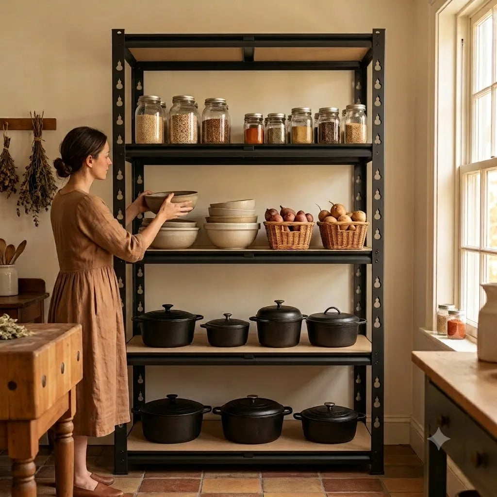 5-Tier Slim Metal Shelving Unit, Adjustable Pantry Storage Rack, 27.6 x 11.8 x 59.8 Inch, No-Tool Assembly - product view 2
