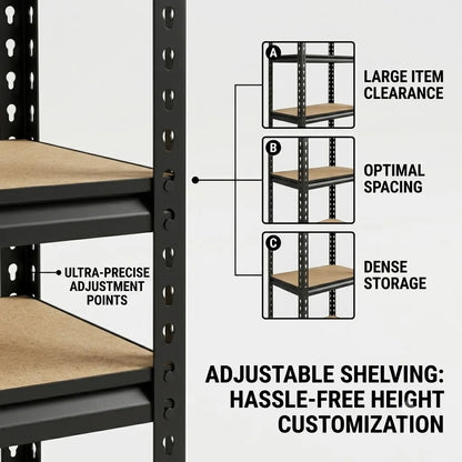 5-Tier Slim Metal Shelving Unit, Adjustable Pantry Storage Rack, 27.6 x 11.8 x 59.8 Inch, No-Tool Assembly - product view 4