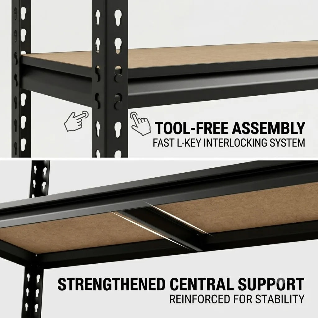 5-Tier Slim Metal Shelving Unit, Adjustable Pantry Storage Rack, 27.6 x 11.8 x 59.8 Inch, No-Tool Assembly - product view 5