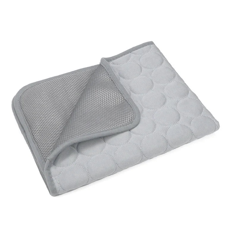 Cooling Pet Bed Mat, 100% Cotton Solid Pad in Blue or Grey with Six Size Options for Summer Resting - product view 1