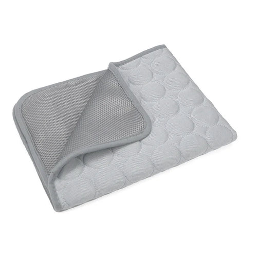 Cooling Pet Bed Mat, 100% Cotton Solid Pad in Blue or Grey with Six Size Options for Summer Resting - product view 1