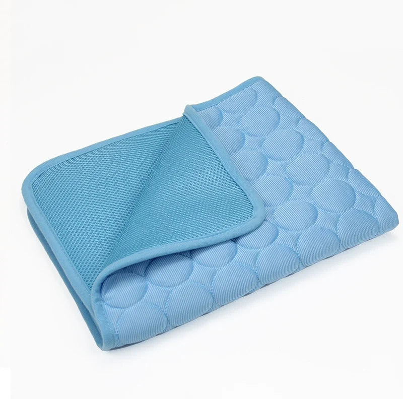 Cooling Pet Bed Mat, 100% Cotton Solid Pad in Blue or Grey with Six Size Options for Summer Resting - product view 2