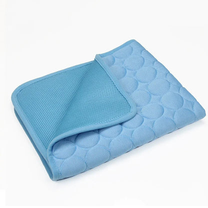 Cooling Pet Bed Mat, 100% Cotton Solid Pad in Blue or Grey with Six Size Options for Summer Resting - product view 2