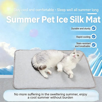 Cooling Pet Bed Mat, 100% Cotton Solid Pad in Blue or Grey with Six Size Options for Summer Resting - product view 4