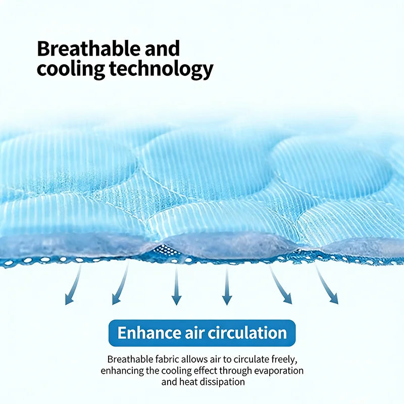 Cooling Pet Bed Mat, 100% Cotton Solid Pad in Blue or Grey with Six Size Options for Summer Resting - product view 5