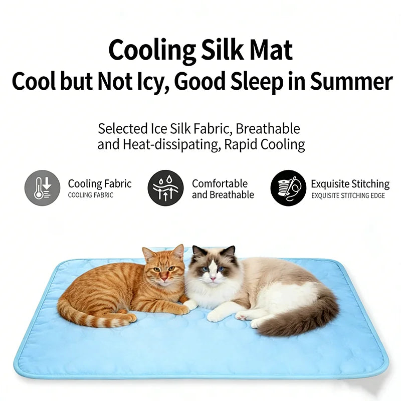 Cooling Pet Bed Mat, 100% Cotton Solid Pad in Blue or Grey with Six Size Options for Summer Resting - product view 6