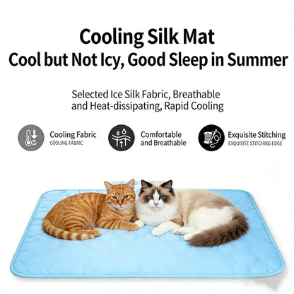 Cooling Pet Bed Mat, 100% Cotton Solid Pad in Blue or Grey with Six Size Options for Summer Resting - product view 6