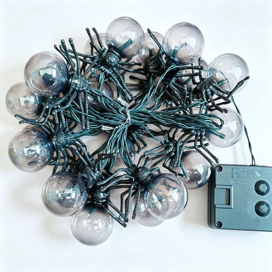 Solar Halloween Spider String Lights, 5 m with 20 Purple LEDs, Waterproof Outdoor Garden, Fence and Haunted House Décor - product view 1
