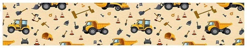 Holiday Table Runner, Printed Woven Polyester, Construction Vehicle Truck and Tractor Design, 5 Length Options - product view 1