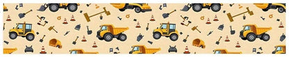 Holiday Table Runner, Printed Woven Polyester, Construction Vehicle Truck and Tractor Design, 5 Length Options - product view 1