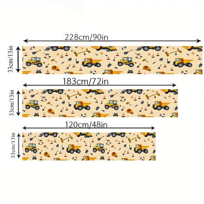 Holiday Table Runner, Printed Woven Polyester, Construction Vehicle Truck and Tractor Design, 5 Length Options - product view 4