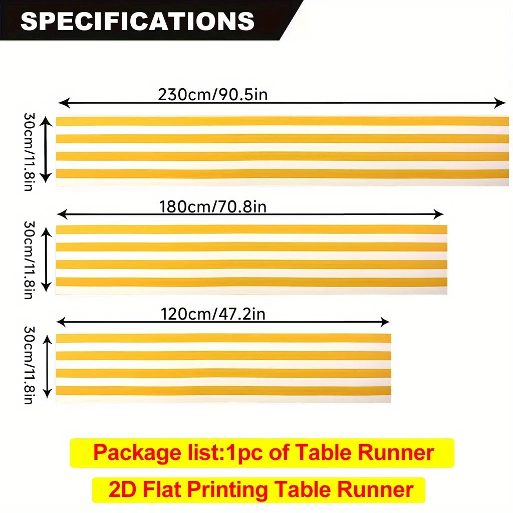 Striped Polyester Table Runner, Woven Printed Dining Décor for Home, Parties and Holiday Tables, 5 Sizes - product view 4