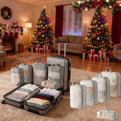 Compression Packing Cubes, 5-Piece Expandable Travel Organizer Set, Polyester, XL to Sock Sizes, 4 Colors - product view 6