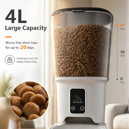 4L Automatic Pet Feeder with Plastic Bowl, USB Type-C Option for Cats and Small Dogs, Home Feeding Station - product view 4