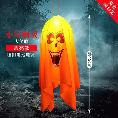 Halloween Fabric Ghost Decoration, 45cm or 90cm Cloth Hanging Prop, White or Orange Evil Face for Outdoor Displays - product view 2