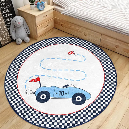 Round Floral Rug, Machine-Made 100% Polyester, Non-Slip Polypropylene Backing, Washable Boho Accent for Bedroom or Living Room - product view 6