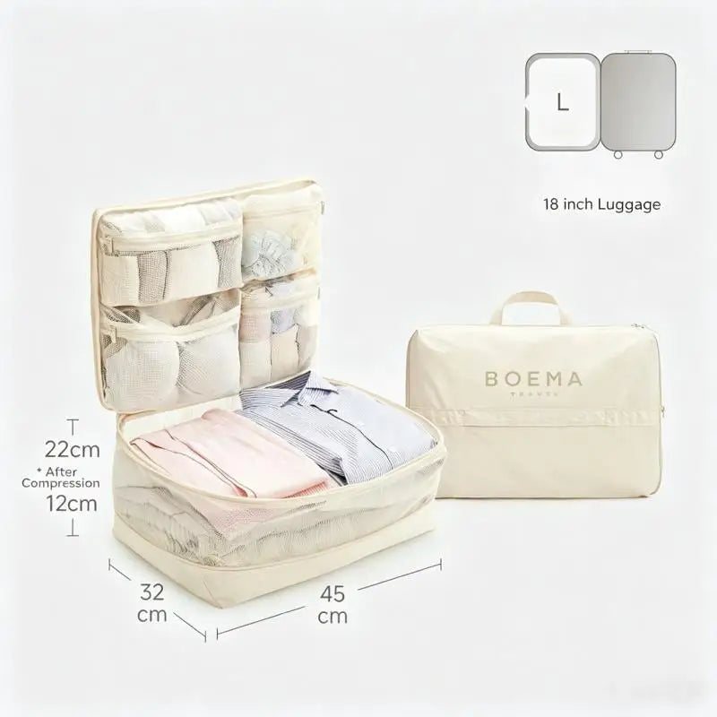 Compression Packing Cubes, 5-in-1 Travel Luggage Organizer Bags with Multiple Compartments, Visible Mesh Windows, Foldable Lightweight Design - product view 2