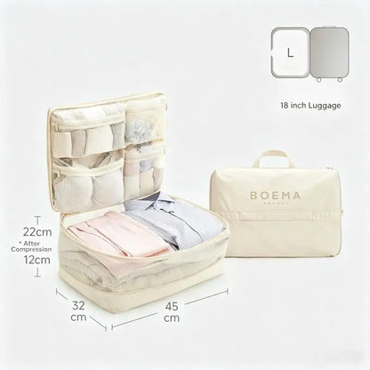 Compression Packing Cubes, 5-in-1 Travel Luggage Organizer Bags with Multiple Compartments, Visible Mesh Windows, Foldable Lightweight Design - product view 2