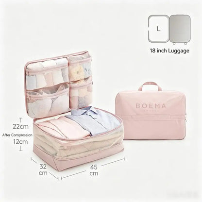 Compression Packing Cubes, 5-in-1 Travel Luggage Organizer Bags with Multiple Compartments, Visible Mesh Windows, Foldable Lightweight Design - product view 3