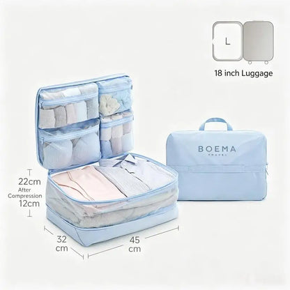 Compression Packing Cubes, 5-in-1 Travel Luggage Organizer Bags with Multiple Compartments, Visible Mesh Windows, Foldable Lightweight Design - product view 4