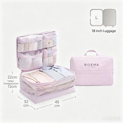 Compression Packing Cubes, 5-in-1 Travel Luggage Organizer Bags with Multiple Compartments, Visible Mesh Windows, Foldable Lightweight Design - product view 6
