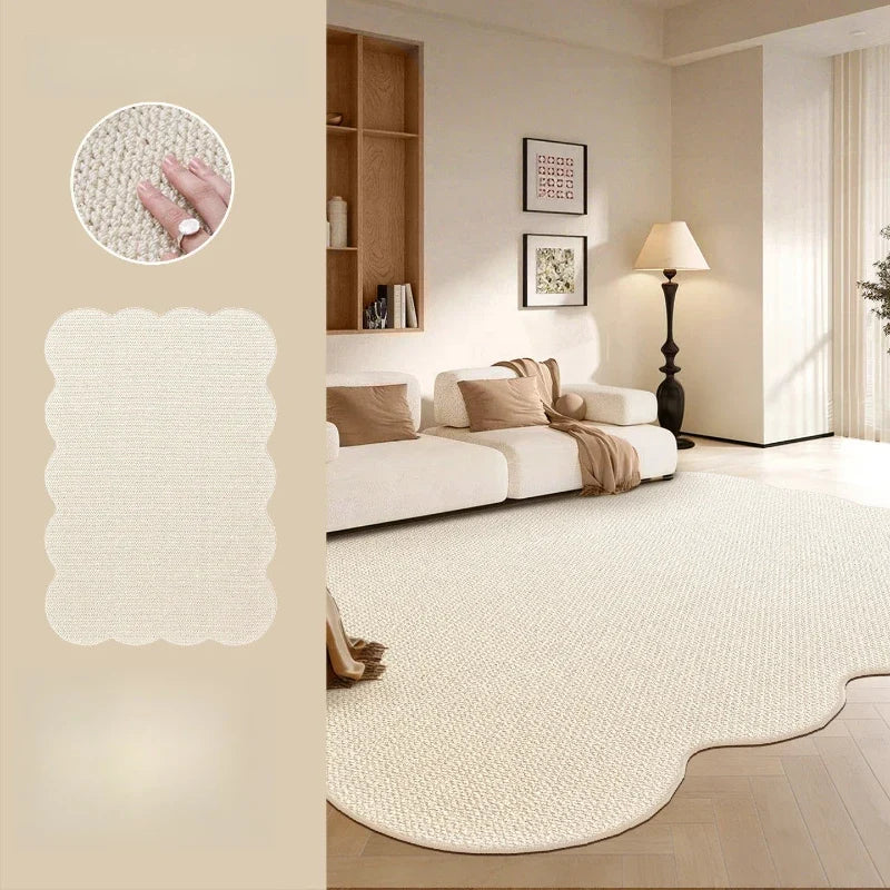 Irregular Jute Rug, Non-Slip Woven Imitation Sisal Floor Mat, Washable Boho Bedroom and Living Room Carpet in 5 Sizes - product view 1