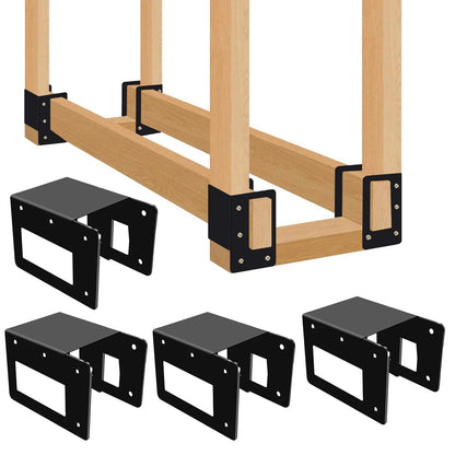 Outdoor Firewood Rack Brackets, 4-Pack Adjustable Metal Log Holders with Powder-Coated Finish for Patio, Deck and Fireplace - product view 1