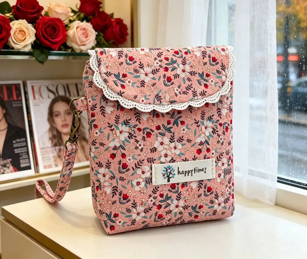Hanging Toiletry Bag, Floral Sanitary Napkin Organizer and Mini Makeup Case, 12 x 12 x 2 cm, 4 Color Options - product view 2