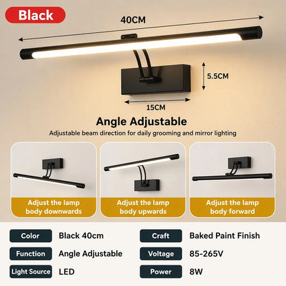 Modern LED Picture Light, Black Iron Wall Lamp, AC Powered, 90–260V, Warm or Cool White for Gallery and Vanity - product view 1