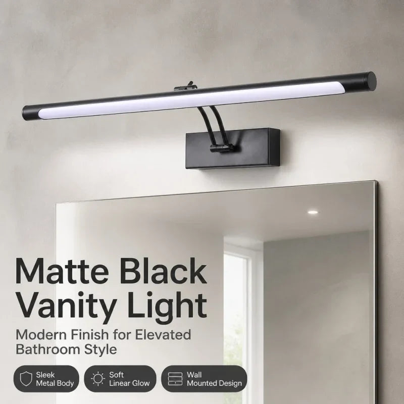 Modern LED Picture Light, Black Iron Wall Lamp, AC Powered, 90–260V, Warm or Cool White for Gallery and Vanity - product view 2