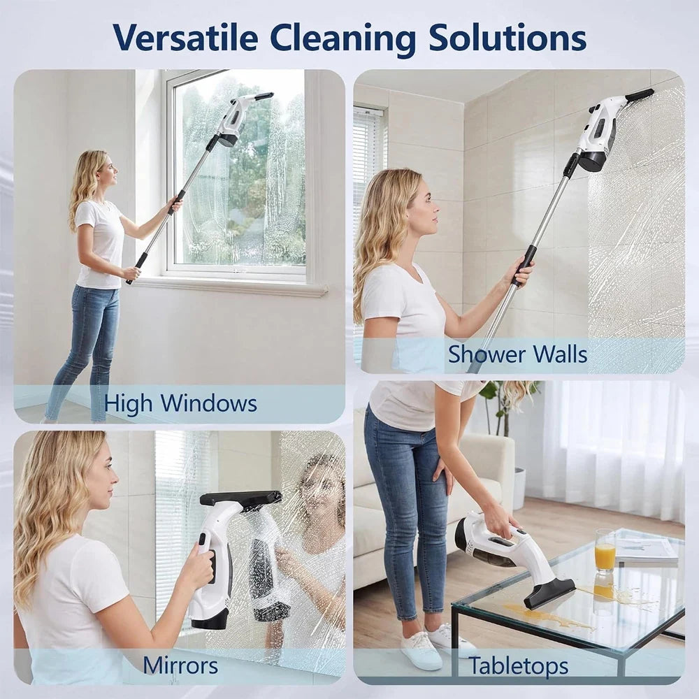 Cordless Window Vacuum Squeegee, 2000Pa Suction, 150ml Tank, 2200mAh Battery and 31–40in Adjustable Pole - product view 5