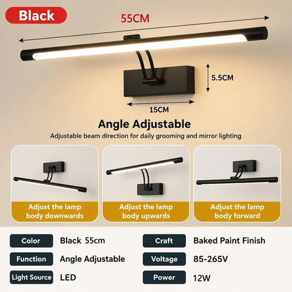 Adjustable Linear LED Wall Light, Iron Body, 90–260 V AC, Warm or Cool White, 40 cm or 55 cm for Mirrors and Walls - product view 5