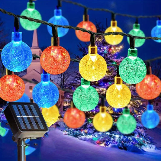 Solar String Lights, 8-Mode LED Crystal Globe Outdoor Lights, 5m to 12m Copper Options for Patio, Garden and Parties - product view 1