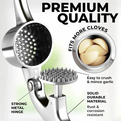 Stainless Steel Garlic Press with Peeler and Cleaning Brush, Garlic Mincer and Ginger Tool for Everyday Kitchen Prep - product view 2