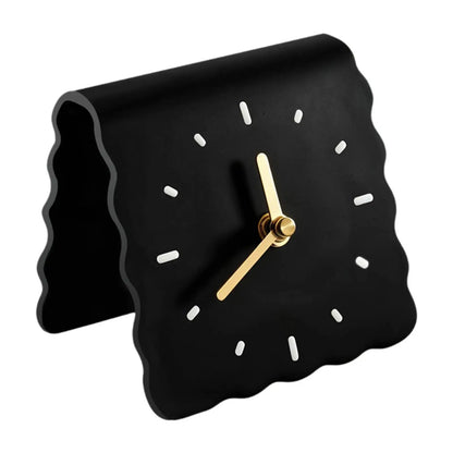 Acrylic Square Mantel Clock, Silent Non-Ticking Analog Tabletop Design, 10 × 7.5 × 9.5 cm, Black or Beige - product view 1