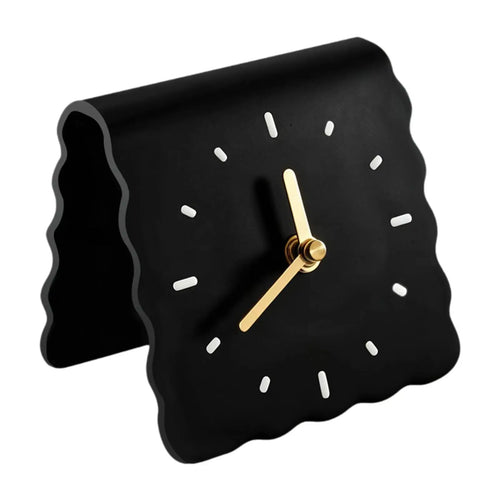 Acrylic Square Mantel Clock, Silent Non-Ticking Analog Tabletop Design, 10 × 7.5 × 9.5 cm, Black or Beige - product view 1