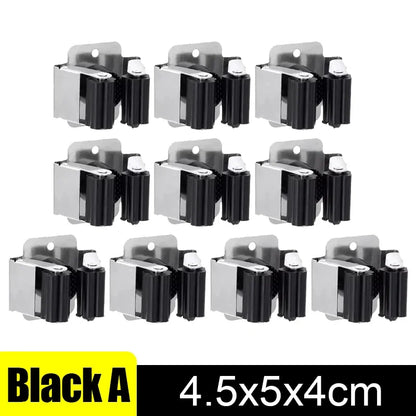Broom Wall Holder, Stainless Steel Mop Hanger Clips, Multipurpose Wall-Mounted Organizer in 1, 2, 4, 6 or 10 Pieces - product view 2