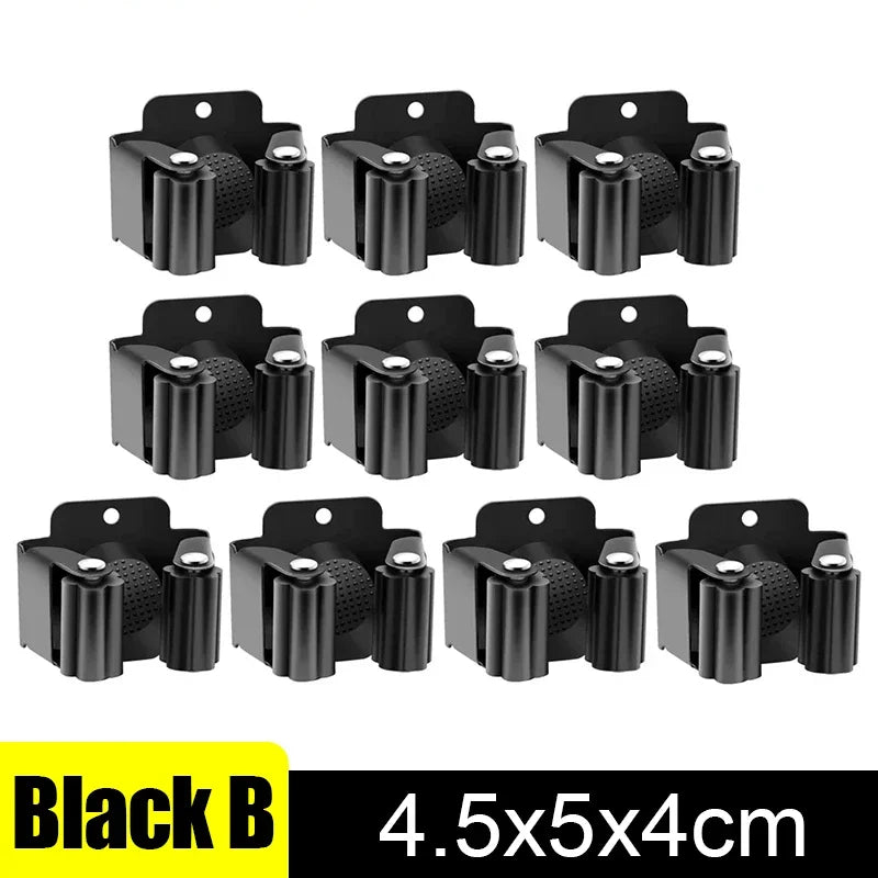 Broom Wall Holder, Stainless Steel Mop Hanger Clips, Multipurpose Wall-Mounted Organizer in 1, 2, 4, 6 or 10 Pieces - product view 3