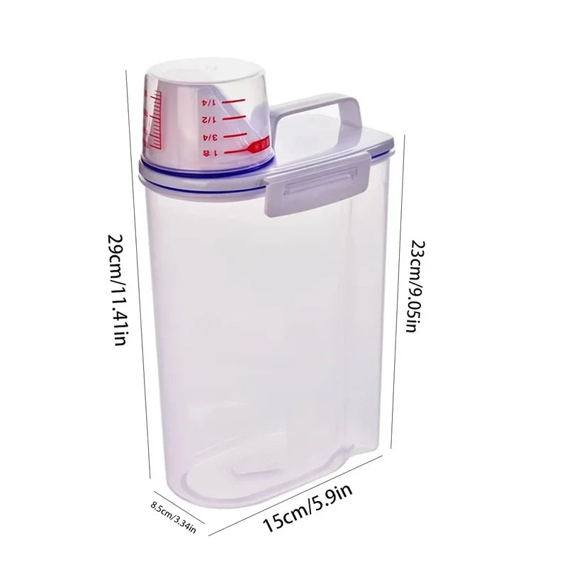 Pet Food Storage Container, Sealed Moisture-Proof Plastic Box with Pour Spout and Measuring Scale, 1.5L or 2L - product view 1