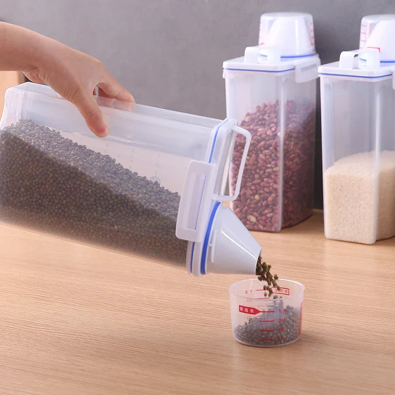 Pet Food Storage Container, Sealed Moisture-Proof Plastic Box with Pour Spout and Measuring Scale, 1.5L or 2L - product view 4