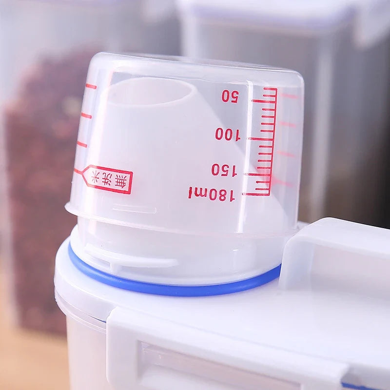 Pet Food Storage Container, Sealed Moisture-Proof Plastic Box with Pour Spout and Measuring Scale, 1.5L or 2L - product view 5