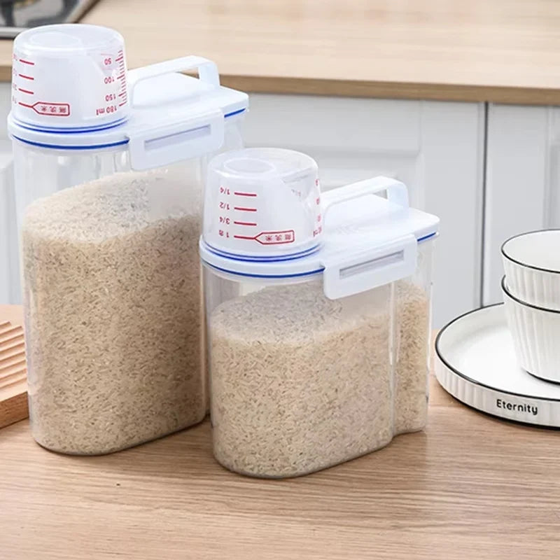 Pet Food Storage Container, Sealed Moisture-Proof Plastic Box with Pour Spout and Measuring Scale, 1.5L or 2L - product view 6