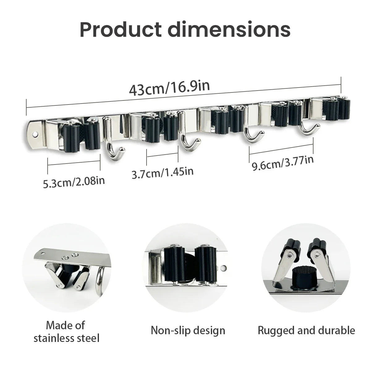 broom wall holder - product view 3