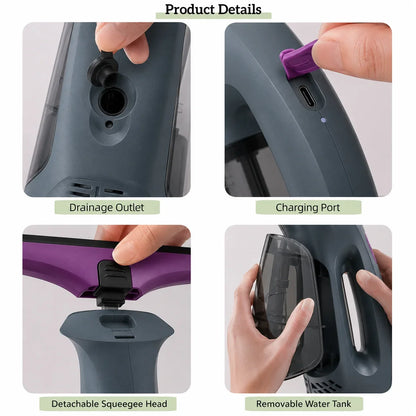 Cordless Window Squeegee Vacuum, Silicone Blade, Wireless USB-Charge Glass Cleaner for Windows and Smooth Surfaces - product view 4