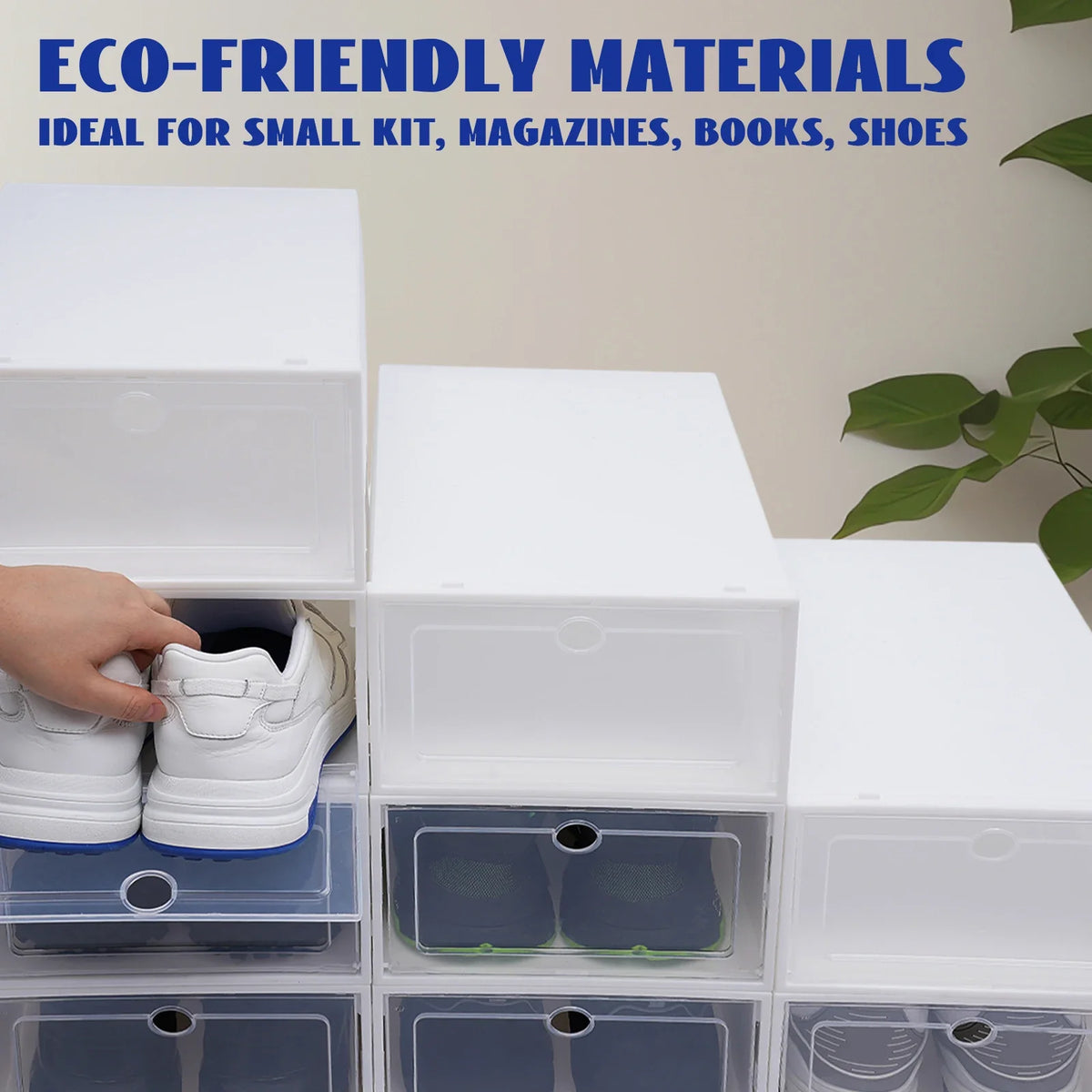Stackable Shoe Storage Boxes, 24-Pack Clear Front Door, Ventilation Holes, Foldable Plastic Shoe Organizer - product view 4