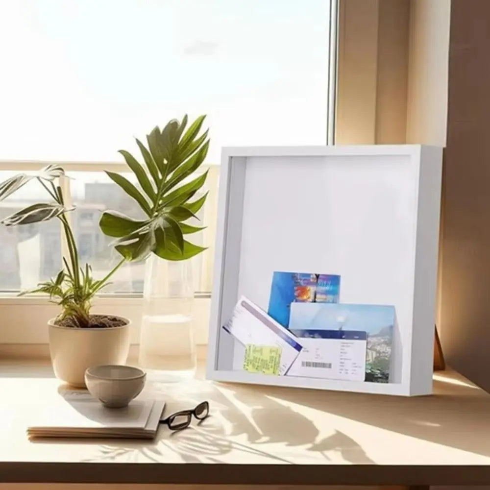 Travel Shadow Box Frame, Transparent Top-Loading Ticket Display, Square Wall-Mounted Memory Box in 3 Sizes - product view 5