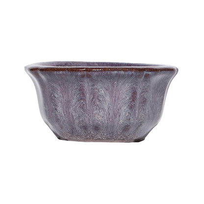 Mini Ceramic Planter, Purple Clay Succulent Pot, Chinese Style Decorative Desk Flowerpot in Three Display Styles - product view 3