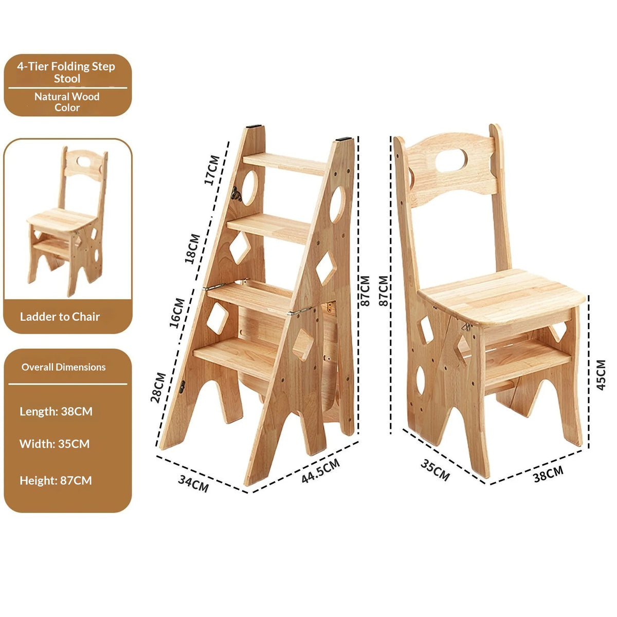 decorative wooden ladder - product view 1