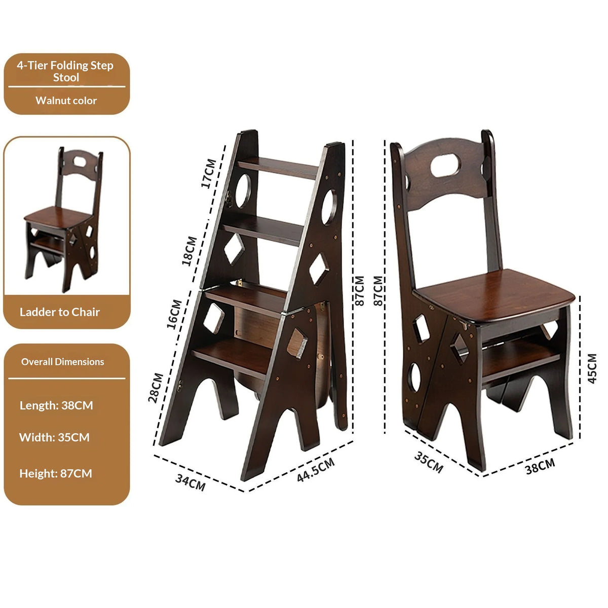 decorative wooden ladder - product view 2